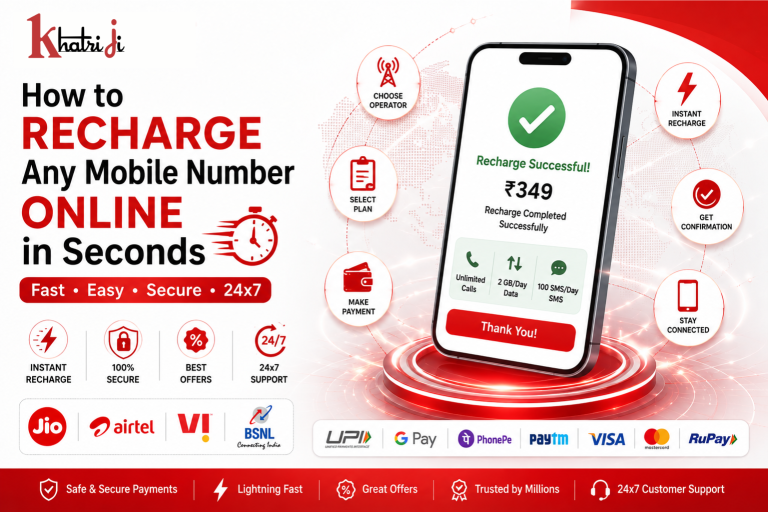 How to recharge any mobile number online in seconds using Khatriji with fast, secure digital mobile recharge.