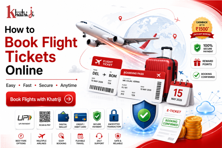 How to book flight tickets online in India using Khatriji with secure digital payment, flight search, travel booking, and online ticket confirmation.