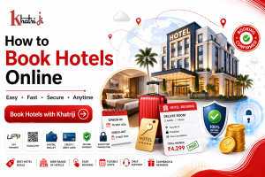 How to book hotels online in India with Khatriji using hotel search, room booking, secure digital payments, booking confirmation and travel services.