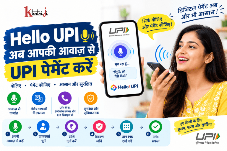 UPI में आवाज़ से भुगतान कैसे करें – Hello UPI के जरिए वॉइस कमांड से सुरक्षित UPI पेमेंट करने की जानकारी