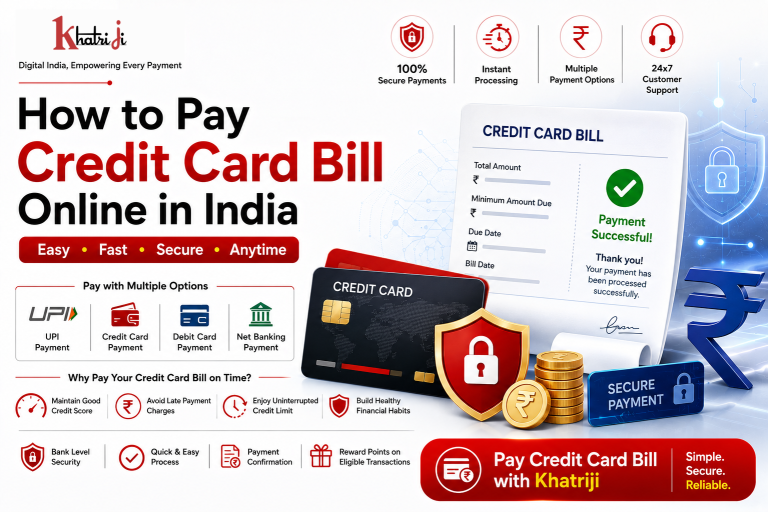 How to pay credit card bill online in India with Khatriji using credit card details, bill verification, UPI, secure digital payment and payment confirmation.