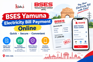 BSES Yamuna electricity bill payment online with Khatriji, featuring a sample electricity bill and mobile payment interface.